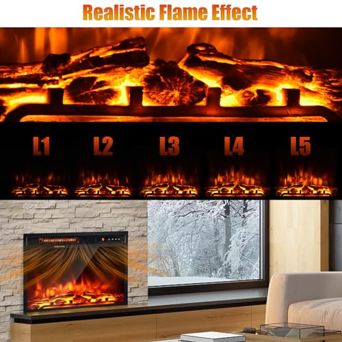 GiantexUK Recessed Electric Fireplace with Remote