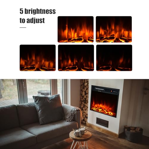GiantexUK Recessed Electric Fireplace with Remote