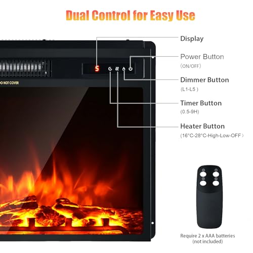 GiantexUK Recessed Electric Fireplace with Remote