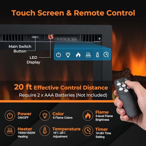 COSTWAY 36” Electric Fireplace with Remote Control