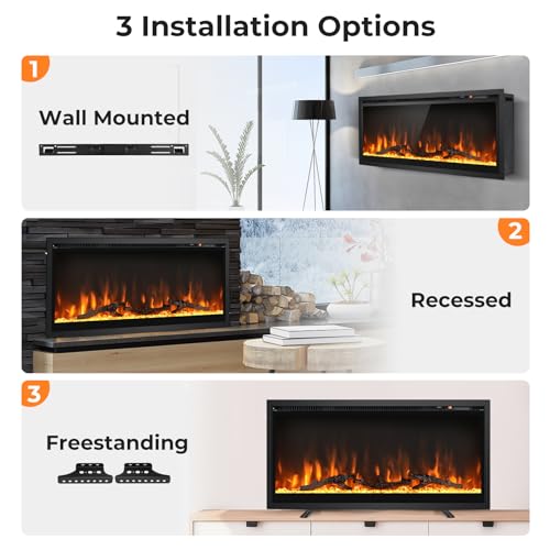 COSTWAY 36” Electric Fireplace with Remote Control