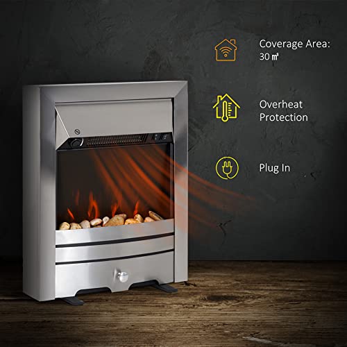 HOMCOM Electric Fireplace with Pebble Effect Flame