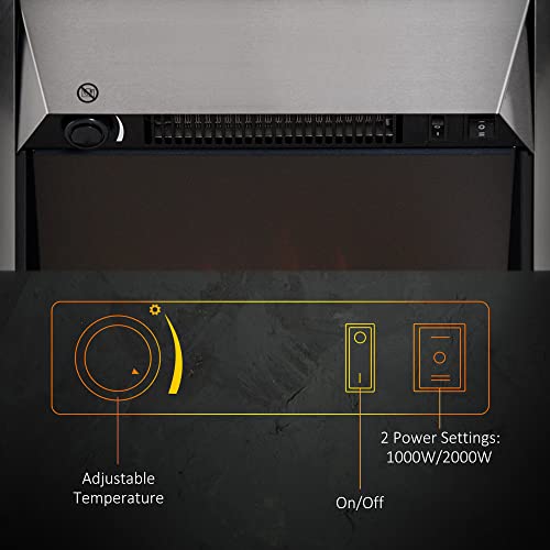 HOMCOM Electric Fireplace with Pebble Effect Flame