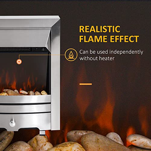HOMCOM Electric Fireplace with Pebble Effect Flame