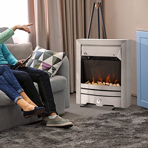 HOMCOM Electric Fireplace with Pebble Effect Flame