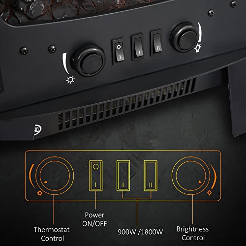 Freestanding Electric Fireplace Heater with Adjustable Flame