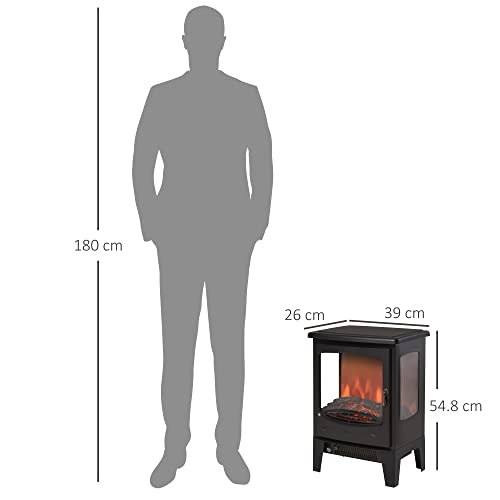 Freestanding Electric Fireplace Heater with Adjustable Flame