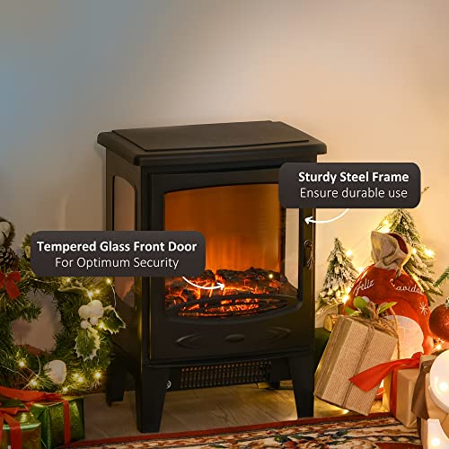 Freestanding Electric Fireplace Heater with Adjustable Flame