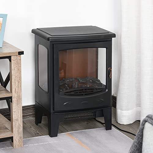 Freestanding Electric Fireplace Heater with Adjustable Flame