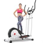 ANCHEER Elliptical Exercise Machine, Ultra-Silent Magnetic Elliptical Training Machines for Home Gym with Pulse Rate Grips, LCD Monitor, 8 Resistance Levels Max 380Lbs