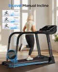 UMAY Fitness Treadmill with 3-Level Incline, Treadmills for Home Auto Folding with Pulse Sensors, 300 LBS Capacity, 3.0HP Quiet Brushless, Max 8.7 MPH (Treadmill with handrail)