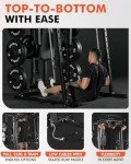 Mikolo All-in-One Smith Machine Home Gym, 2000LBS Power Cage with Cable Crossover System, Integrated Squat Rack with Weight Bar for Full-Body Training—LAT Pulldown, T-Bar Row, Triceps, Chest Fly