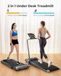 Acezoe Walking Pad Under Desk Treadmill with Incline, 2 in 1 Foldable Treadmills for Home Small Office, 300 lbs Capacity, Portable Compact Walking Treadmill with Remote Control, LED Display and Apps