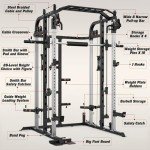 Royal Fitness Smith Machine with 140Lbs Solid Cast Iron Olympic Weight Plates, Power Cage Rack with Smith Bar and Cable Pulley System for Home Gym