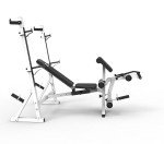 Marcy Olympic Workout Bench for Home Gym Strength Training Equipment with Preacher Curl Pad and Weight Rack Storage, White/Black