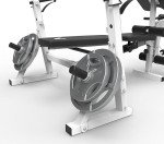 Marcy Olympic Workout Bench for Home Gym Strength Training Equipment with Preacher Curl Pad and Weight Rack Storage, White/Black
