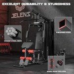JELENS Home Gym, Multifunctional H11 Home Gym Equipment, Workout Station with 146LBS Weight Stack, Exercise Equipment with Pulley System for Full Body Training (Black)
