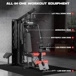 JELENS Home Gym, Multifunctional H11 Home Gym Equipment, Workout Station with 146LBS Weight Stack, Exercise Equipment with Pulley System for Full Body Training (Black)