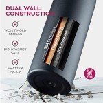 FineDine 25 Oz Insulated Water Bottle with Straw - Triple Walled Stainless Steel Metal Bottle W/ 3 Leak Proof Lids - For Travel, School, Sports, Gym/Men, Women & Kids - Inky Raven Black