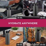 FineDine 25 Oz Insulated Water Bottle with Straw - Triple Walled Stainless Steel Metal Bottle W/ 3 Leak Proof Lids - For Travel, School, Sports, Gym/Men, Women & Kids - Inky Raven Black