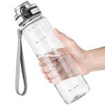 OLDLEY 32 oz Water Bottle, Motivational Water Bottle with Time Marker, Sports Water Bottle With Strap, Leakproof & BPA Free Large Water Bottles for School, Gym, Travel, Outdoor, Tritan, Transparent