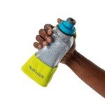 NATHAN Running Handheld Water Bottle Adjustable No-Grip Quick Squeeze Lite Hand Strap. 12 oz Insulated Water Bottle. Reflective Hydration