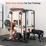 YOLEO Smith Machine with Independent Dual-Pulley System, 1700LBS Adjustable Cable Crossover Squat Rack, Multi-Functional Power Cage for Home Gym with More Workout Equipment LAT Pulldown Bar & Dip Bar