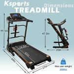 Ksports Foldable 16.5 in Wide Home Treadmill with Bluetooth Connectivity, Kinomap, Zwift & FitShow Fitness Tracking Apps, USB/AUX Ports, Auto Inclines and Speed Control