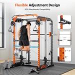 YOLEO Smith Machine with Independent Dual-Pulley System, 1700LBS Adjustable Cable Crossover Squat Rack, Multi-Functional Power Cage for Home Gym with More Workout Equipment LAT Pulldown Bar & Dip Bar