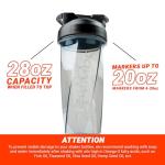 HELIMIX 2.0 Vortex Protein Shaker, 800 ml (28 oz) - Portable Leakproof Water Bottle for Protein Drinks & Smoothies, Without Ball, Dishwasher Safe
