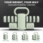 Adjustable Dumbbell Set of 2, 4 in 1 Free Weights Dumbbells Set for Women with Fast Adjustment, Each 2lb 3lb 4lb 5lb Hand Weights Set for Home Gym & Outdoor Exercise Training (Green)