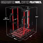 Mikolo K6 Power Cage, Power Rack with Cable Crossover System, Home Gym Packages with Weight Bench, Olympic Barbell, 230b Weight Set-Red