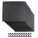 BalanceFrom Puzzle Exercise Mat with EVA Foam Interlocking Tiles for MMA, Exercise, Gymnastics and Home Gym Protective Flooring, 1/2” Thick, 48 Square Feet, Black