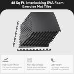 BalanceFrom Puzzle Exercise Mat with EVA Foam Interlocking Tiles for MMA, Exercise, Gymnastics and Home Gym Protective Flooring, 1/2” Thick, 48 Square Feet, Black