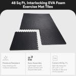 BalanceFrom Puzzle Exercise Mat with EVA Foam Interlocking Tiles for MMA, Exercise, Gymnastics and Home Gym Protective Flooring, 1/2” Thick, 48 Square Feet, Black