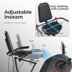Sunny Health & Fitness Smart Recumbent Bike w/Workout Bands, 300LB Capacity Compact Equipment for Indoor Full-Body Exercise, Adjustable Cushion Seat for Seniors Home Cardio Training, Free SunnyFit App