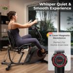 Sunny Health & Fitness Smart Recumbent Bike w/Workout Bands, 300LB Capacity Compact Equipment for Indoor Full-Body Exercise, Adjustable Cushion Seat for Seniors Home Cardio Training, Free SunnyFit App