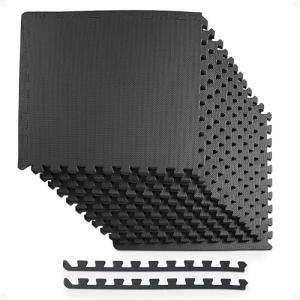 BalanceFrom Puzzle Exercise Mat with EVA Foam Interlocking Tiles for MMA, Exercise, Gymnastics and Home Gym Protective Flooring, 1/2” Thick, 48 Square Feet, Black