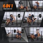 YOLEO 6 in 1 Weight Bench Set for Home Gym, Adjustable & Foldable Weight Bench, Workout Bench with Squat Rack for Bench Press Sit up Incline Flat Decline