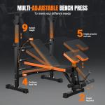 YOLEO 6 in 1 Weight Bench Set for Home Gym, Adjustable & Foldable Weight Bench, Workout Bench with Squat Rack for Bench Press Sit up Incline Flat Decline