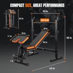 YOLEO 6 in 1 Weight Bench Set for Home Gym, Adjustable & Foldable Weight Bench, Workout Bench with Squat Rack for Bench Press Sit up Incline Flat Decline