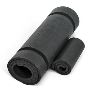 CAP Barbell High Density Exercise Yoga Mat with strap and Knee Pad 71"x24"x1/2" BLACK