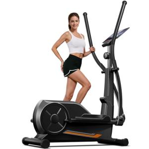 CURSOR FITNESS Elliptical Machine, Elliptical Exercise Machine for Home, Elliptical Training Machines with 8 Levels Resistance, Silent Magnetic Elliptical Trainer with 12" Stride and LCD Monitor