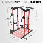 Mikolo K6 Power Cage, Power Rack with Cable Crossover System, Home Gym Packages with Weight Bench, Olympic Barbell, 230b Rubber Weight Set-Red