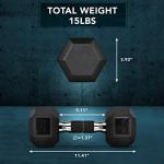 Yes4All Hex Dumbbell Rubber Grip - Premium heavy weight Dumbbell - 1C. 15 Pounds