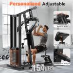 Sportsroyals Home Gym Equipment, 154LBS Weight Stack, Full Body Workout Machine with Pulley System for Strength Training (Black)