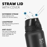 Fanhaw 20 Oz Stainless Steel Insulated Sports Water Bottles with Straw for Kids, Men and Women (Black)