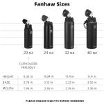 Fanhaw 20 Oz Stainless Steel Insulated Sports Water Bottles with Straw for Kids, Men and Women (Black)