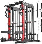 Pooboo Multi-Functional Machine Power Cage, 2000LB Squat Rack, LAT-Pull Down System, Dual Pulley Cable Crossover System, Home Gym Workout Machine with Strength Training Attachments (P43)