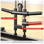 Power Cages Multi-Purpose Squat Rack with Cable Crossover System, Matching Weight Bench, Olympic Barbell Weight Set for Garage and Home Gyms (Black, L02-Power Cage+Weight Bench+Cast lron 220LBS)